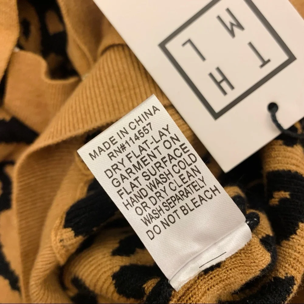 NWT THML Leopard Knit Wide Leg Tie Cropped Pants - Picture 12 of 14
